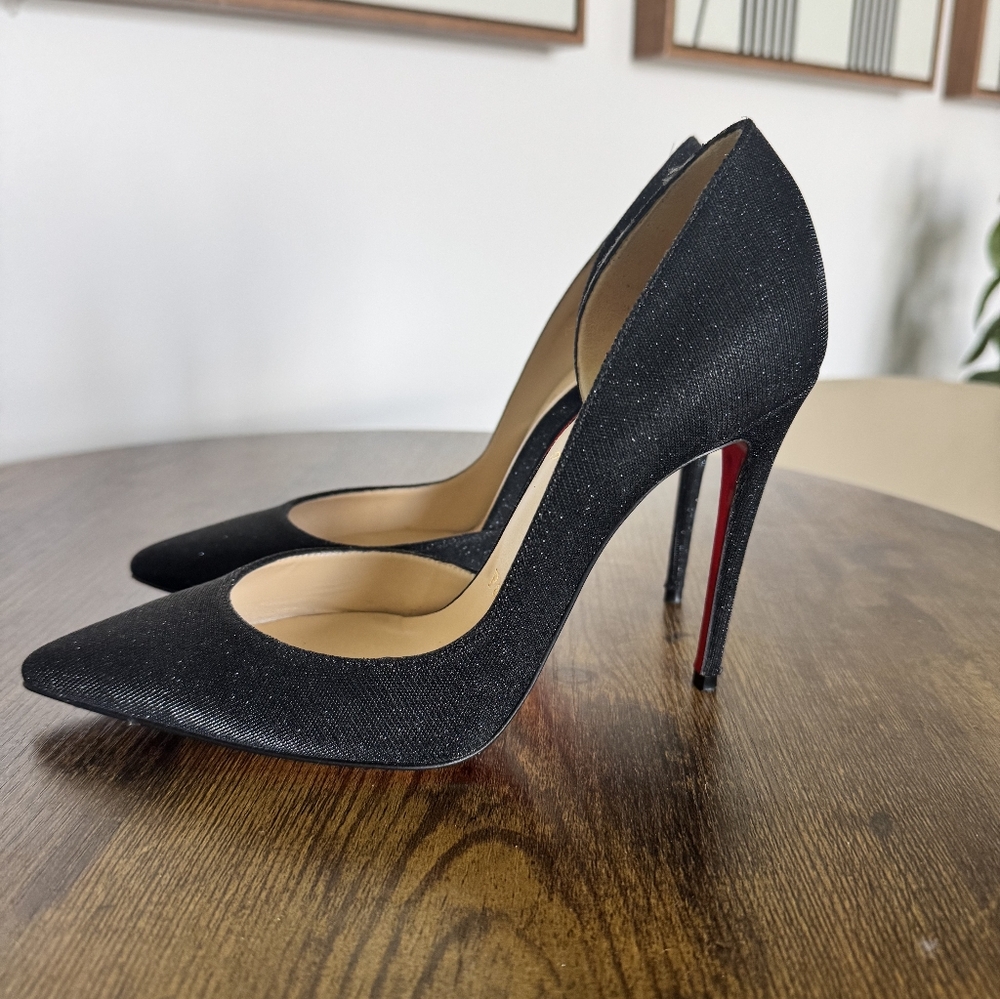 Iriza 100 Black Glitter Pointed-Toe Stiletto Pumps